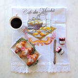 tea towel shown with happy yellow duck theme
