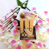 antique German sewing kit shown in clear gift wrapping