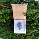 blue pear-shaped Quartz adjustable gold-plated cocktail ring in gift box