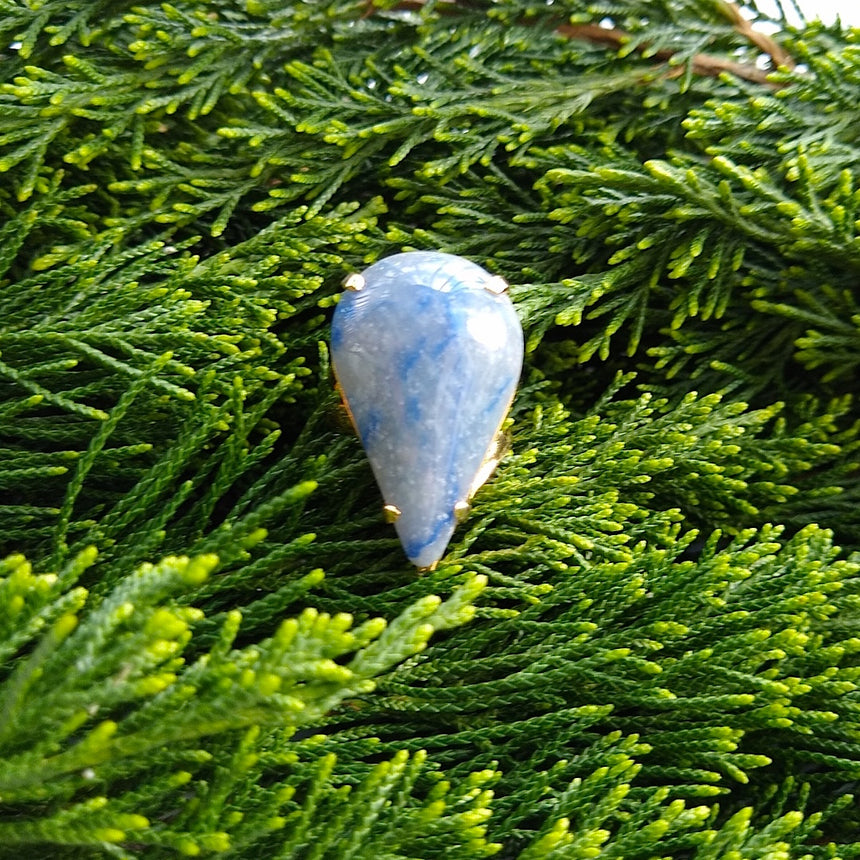 blue pear-shaped Quartz adjustable gold-plated cocktail ring