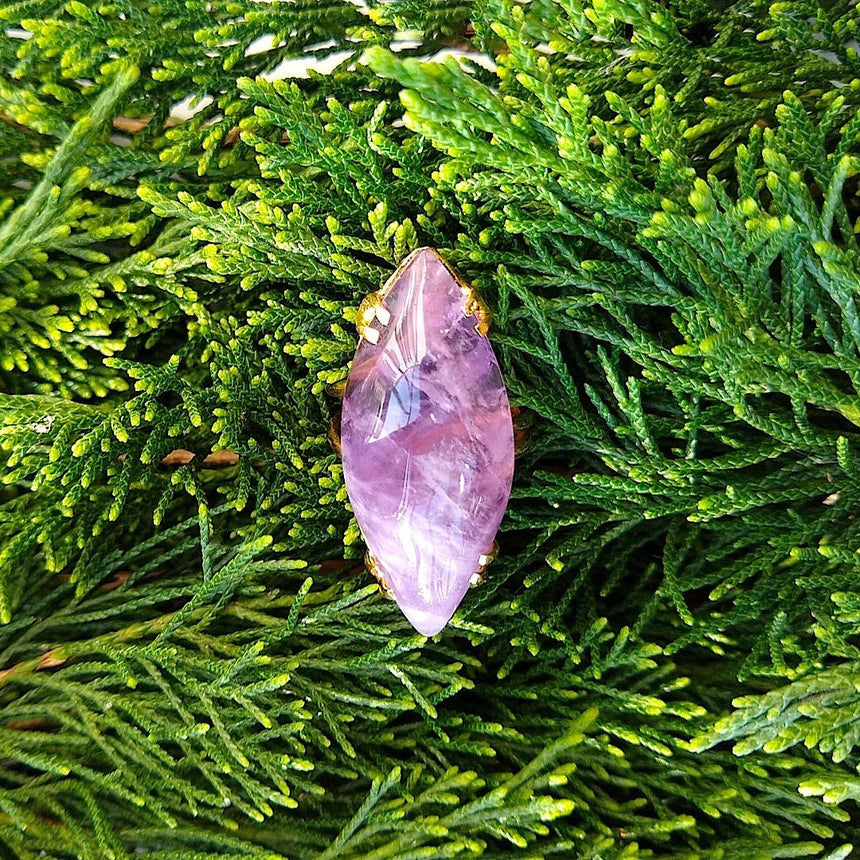 marquise cut light colored amethyst adjustable cocktail ring