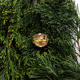 bottom view of unakite adjustable gold-plated cocktail ring