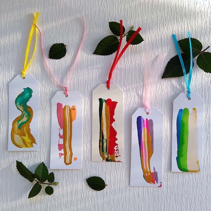 first 5 of 10 gift tags close-up