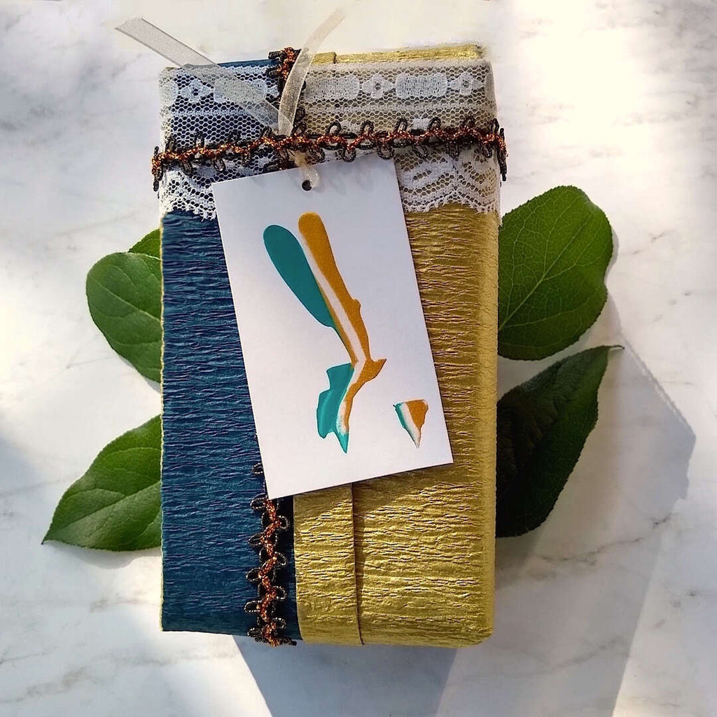 example usage of abstract Bella Bohemian gift card on a gift box