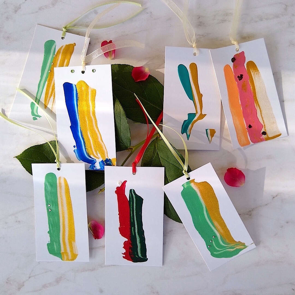 artistic abstract colorful gift tags