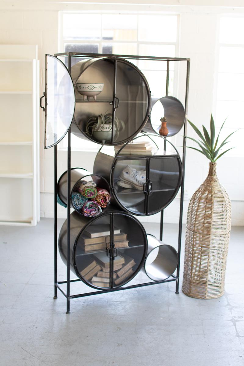 Tall Shelf with Round Cabinets