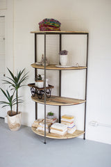 Recycled Wood & Metal Demi Lune Shelving Unit