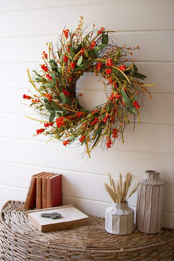 holiday wreath with other decor