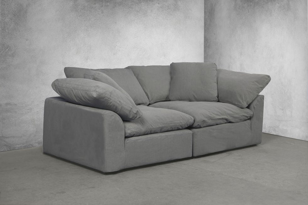 gray 2 piece nirvana cloud sofa sectional - with contrasting background
