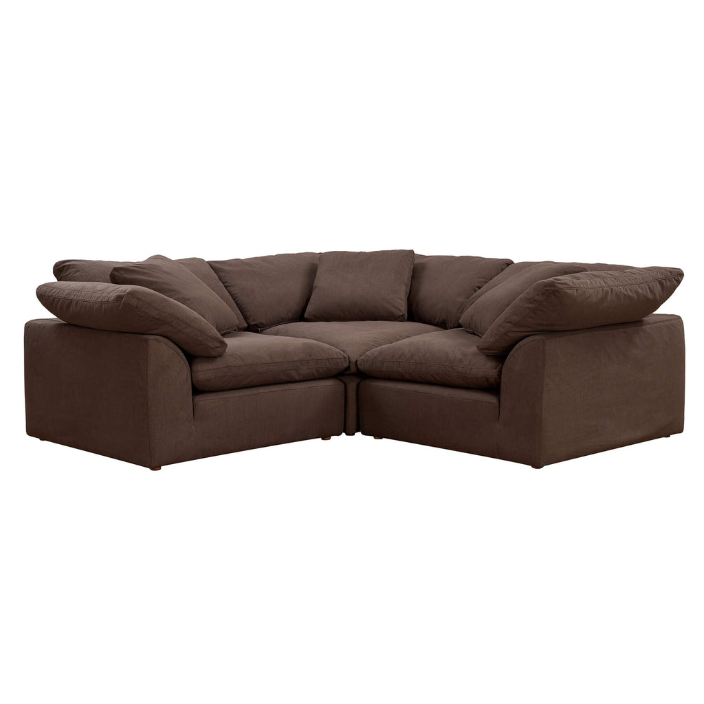 brown 3-piece l-shaped slipcover sofa