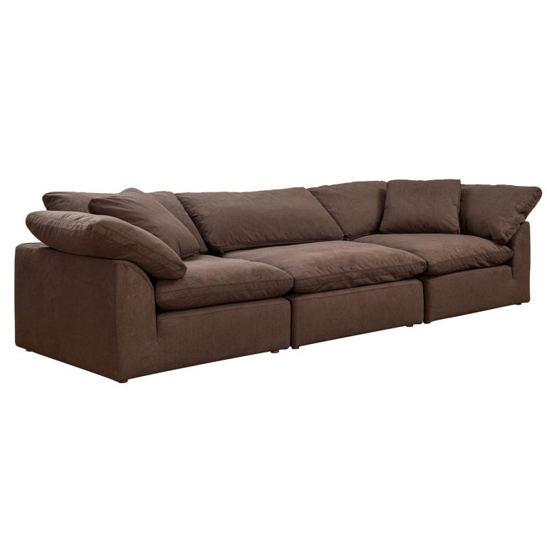brown 3-piece nirvana cloud slipcover sectional sofa