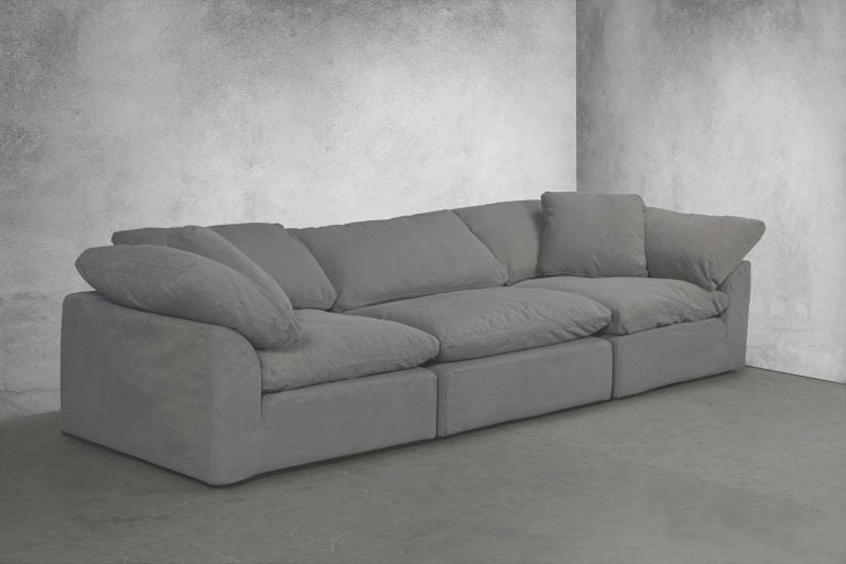 gray 3-piece nirvana cloud slipcover sectional sofa - with contrasting background
