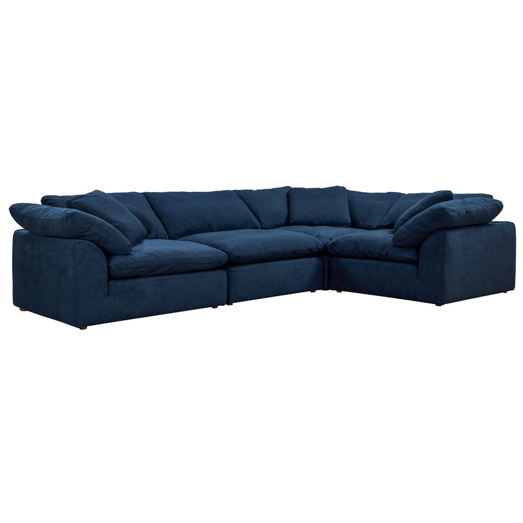 navy blue 4-piece nirvana cloud l-shaped slipcover sofa