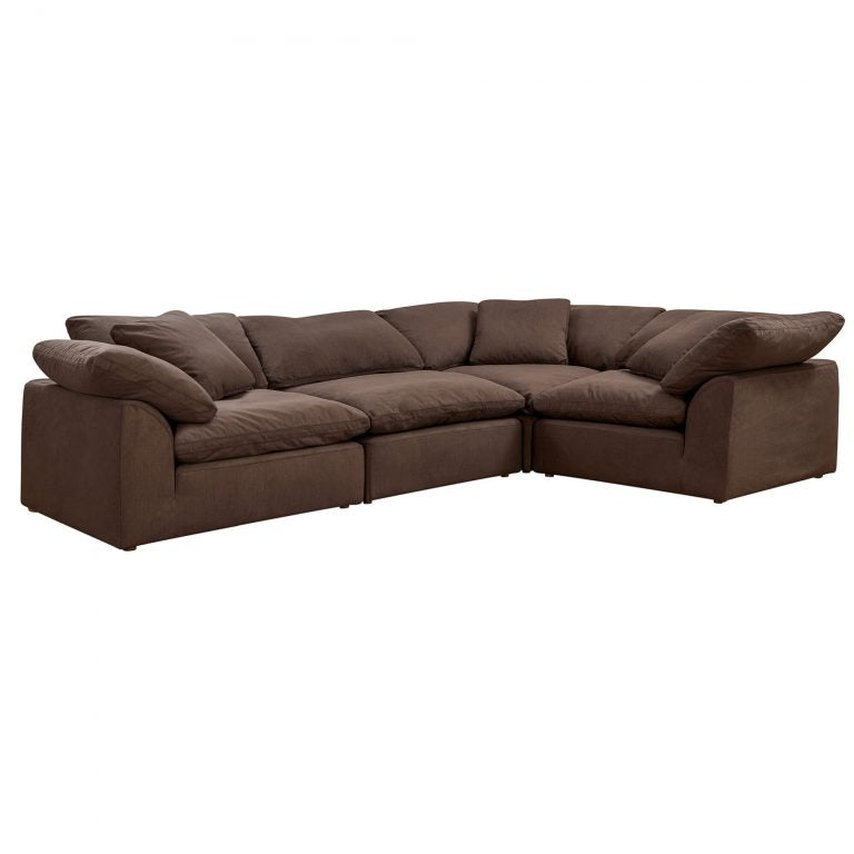 brown 4-piece nirvana cloud slipcover sectional sofa