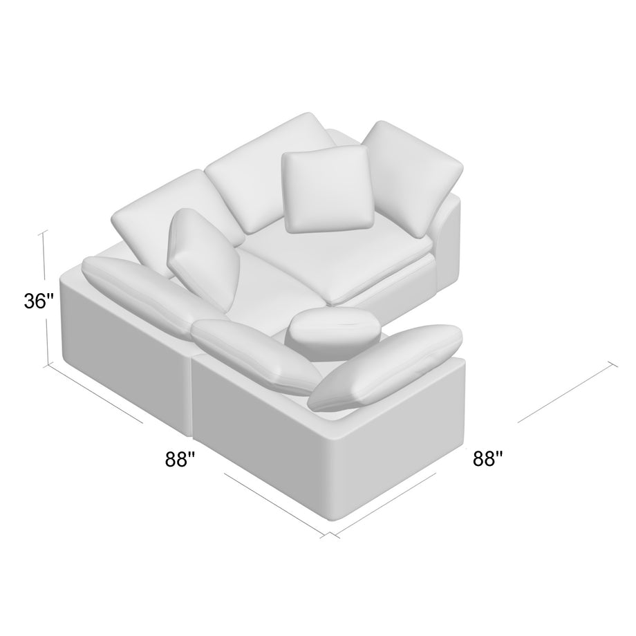 Cloud Puff 3 Piece 88 Wide Slipcovered Modular Sectional Small L Shaped  Sofa - Sunset trading SU-1458-43-3C