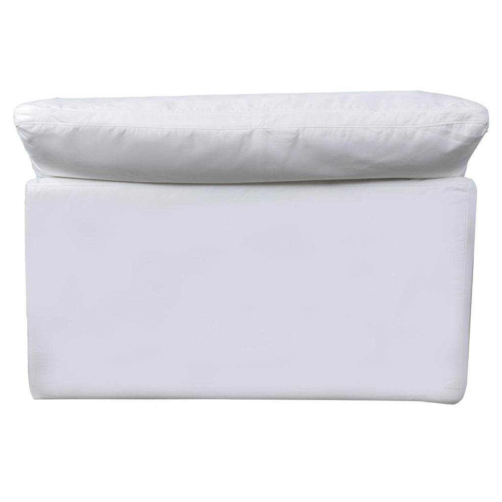 white armless chair slipcover sofa section - rear view