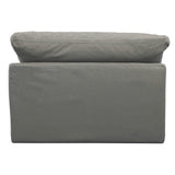 gray armless chair slipcover sofa section - rear view