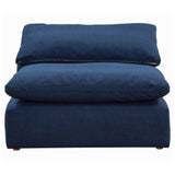 navy blue armless chair slipcover sofa section - front view