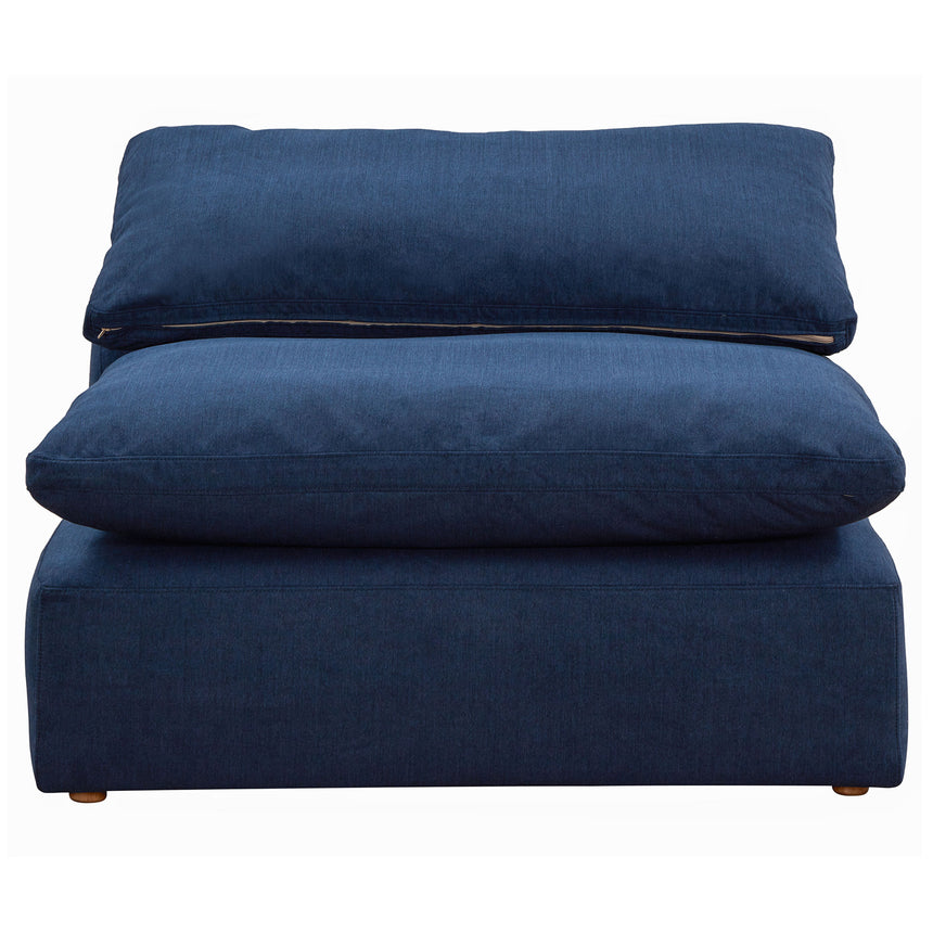 navy blue armless chair slipcover sofa section - front view