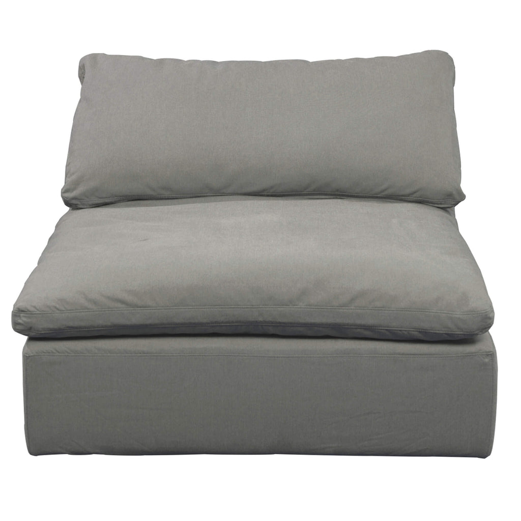 gray armless chair slipcover sofa section - front view