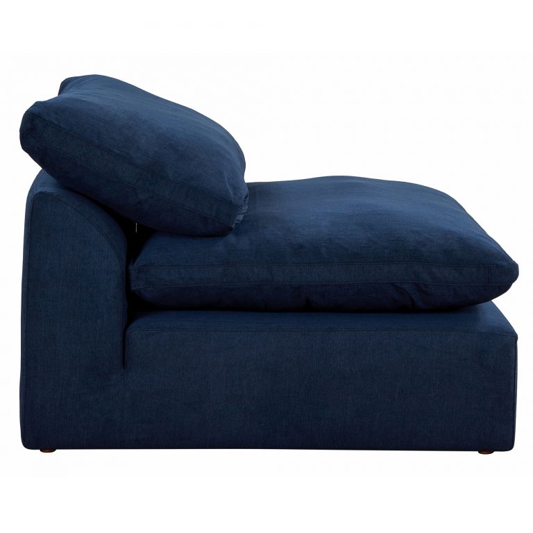 navy blue armless chair slipcover sofa section - right view