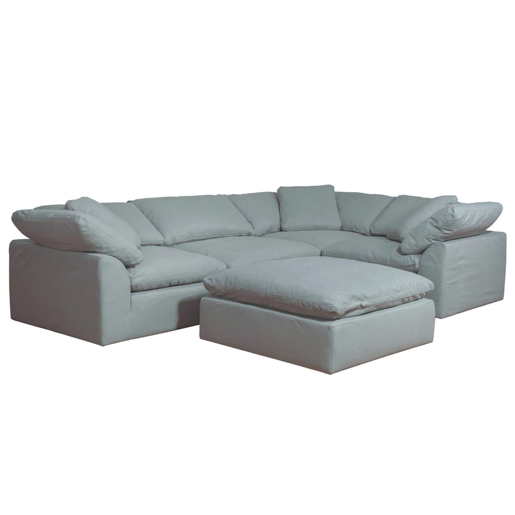 light blue 5-piece nirvana cloud l-shaped slipcover sectional sofa