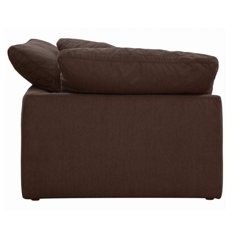 brown corner piece slipcover sofa module - right rear view