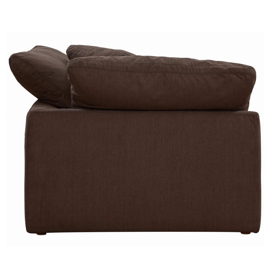 brown nirvana cloud corner piece slipcover sofa module - rear right view