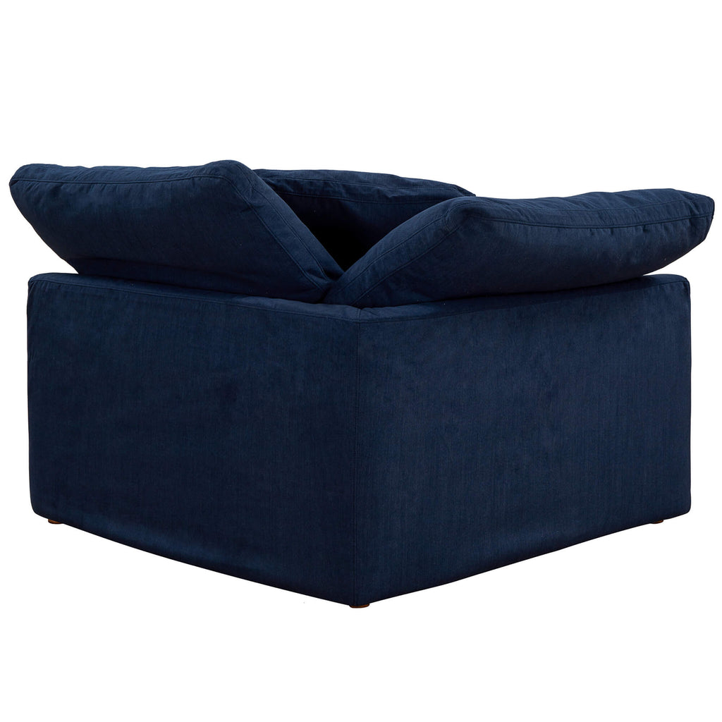 navy blue corner piece slipcover sofa module - rear view