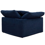 navy blue corner piece slipcover sofa module - rear view