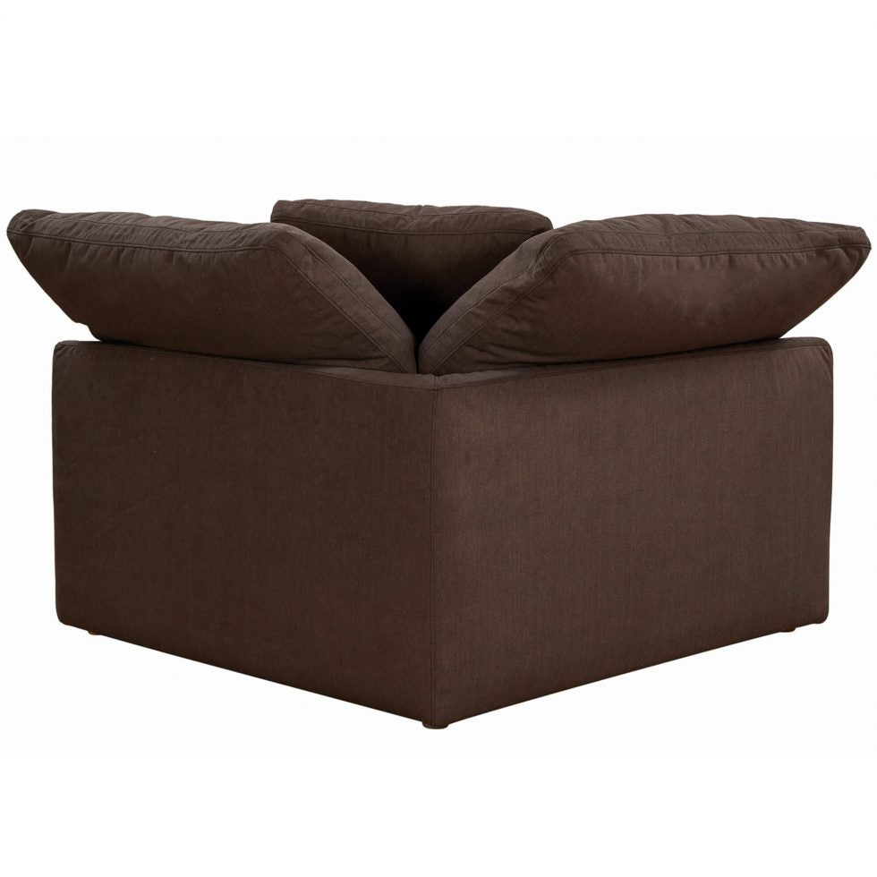 brown nirvana cloud corner piece slipcover sofa module - rear view