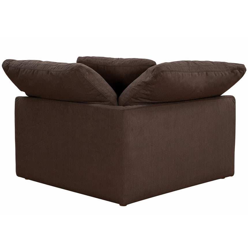 brown corner piece slipcover sofa module - rear view