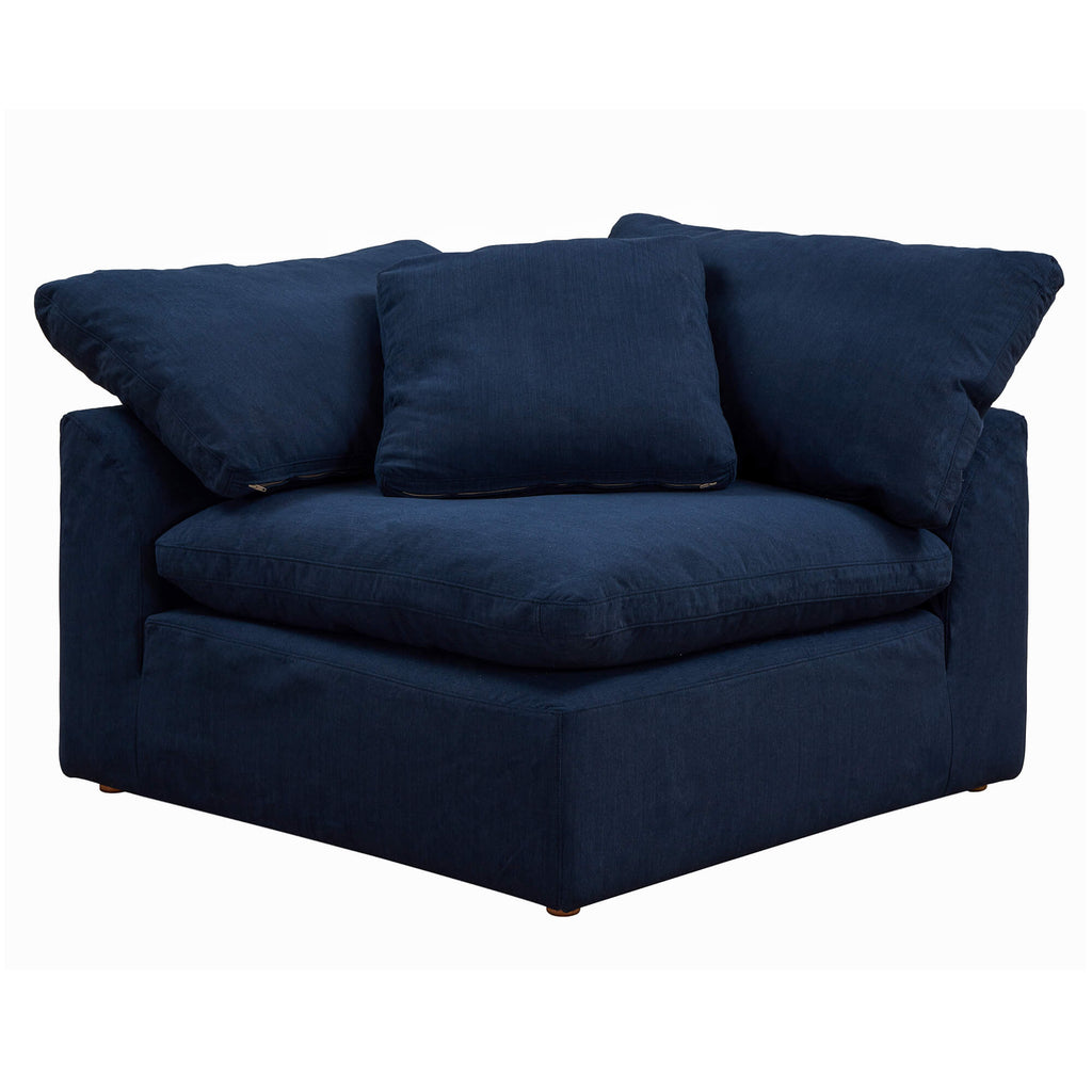 navy blue corner piece slipcover sofa module - front view