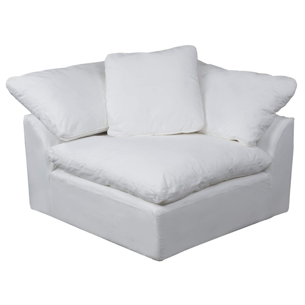 white nirvana cloud corner piece slipcover sofa module - front view