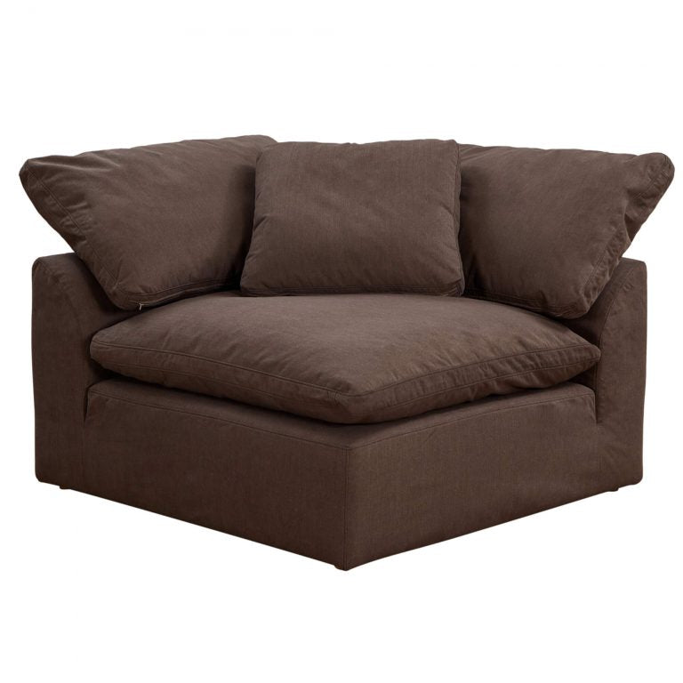 brown corner piece slipcover sofa module - front view