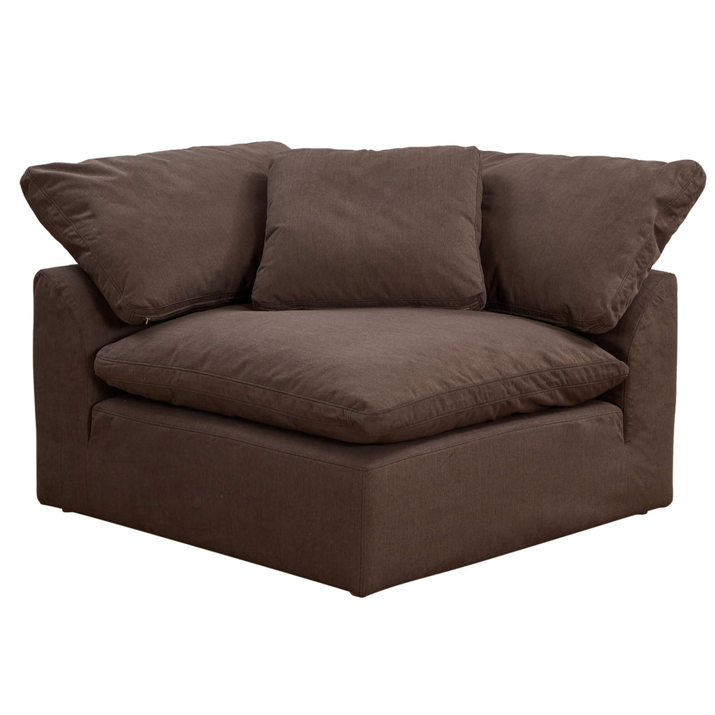 brown corner piece slipcover sofa module - front view