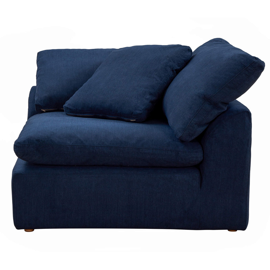 navy blue corner piece slipcover sofa module - left view