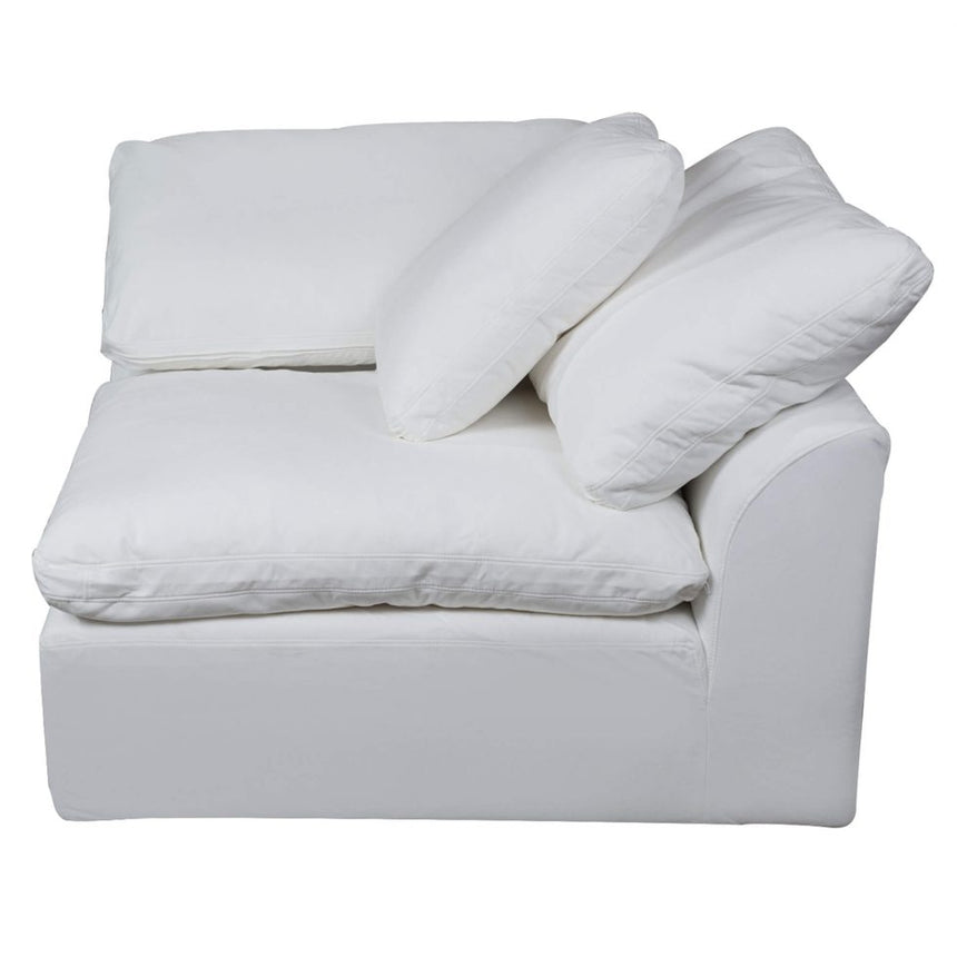 white nirvana cloud corner piece slipcover sofa module - left view