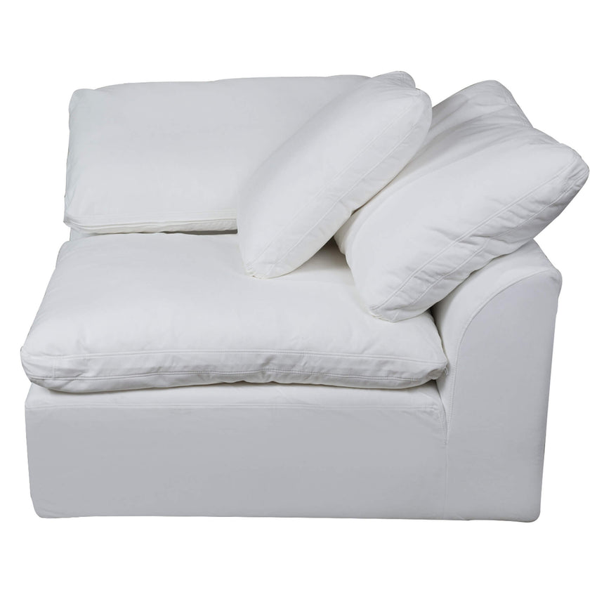 white corner piece slipcover sofa module - left view