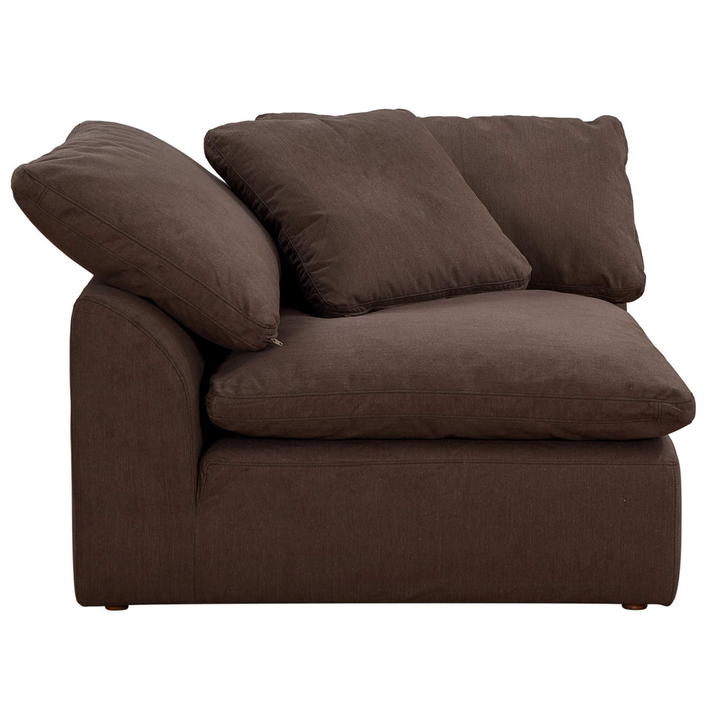 brown corner piece slipcover sofa module - right view