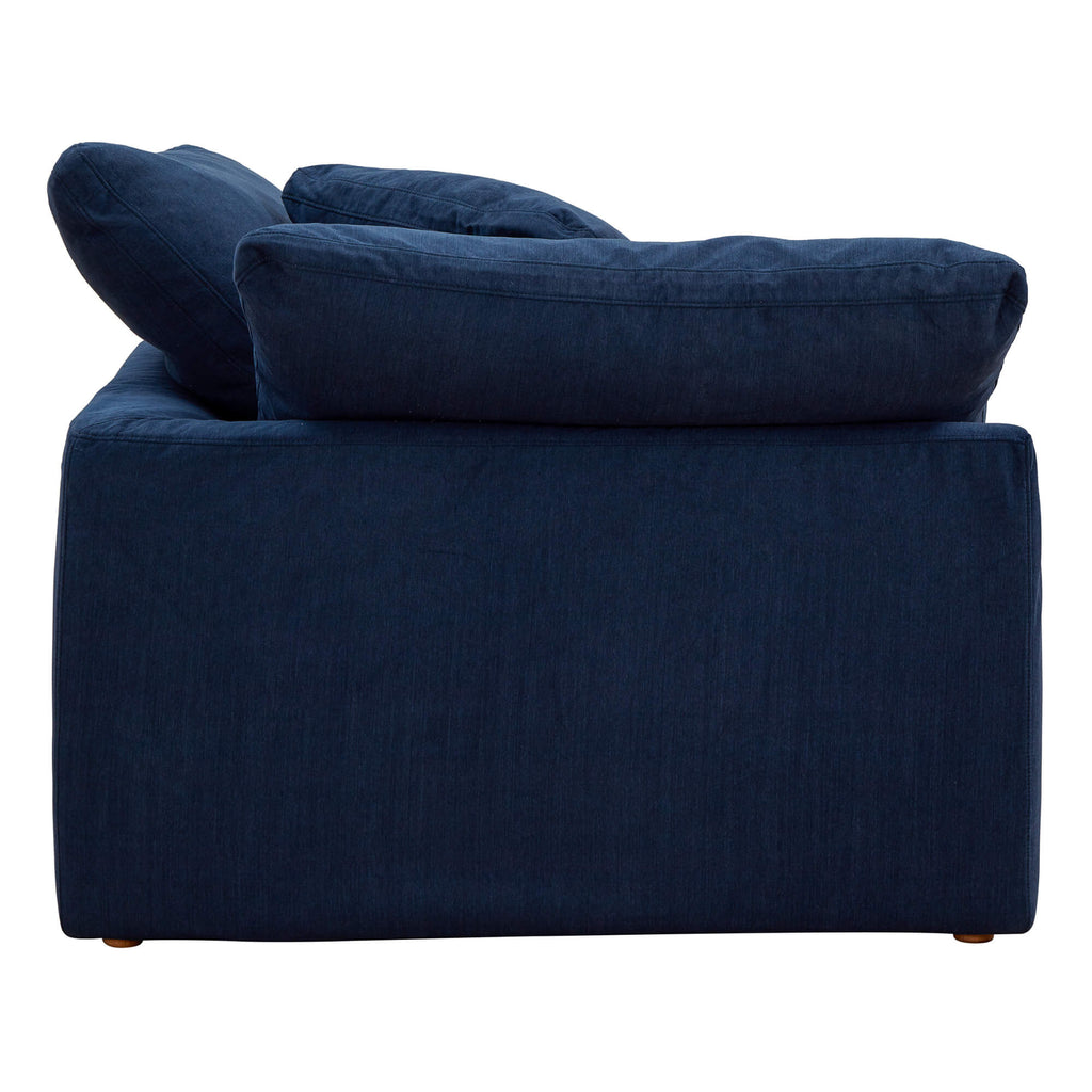 navy blue corner piece slipcover sofa module - right rear view