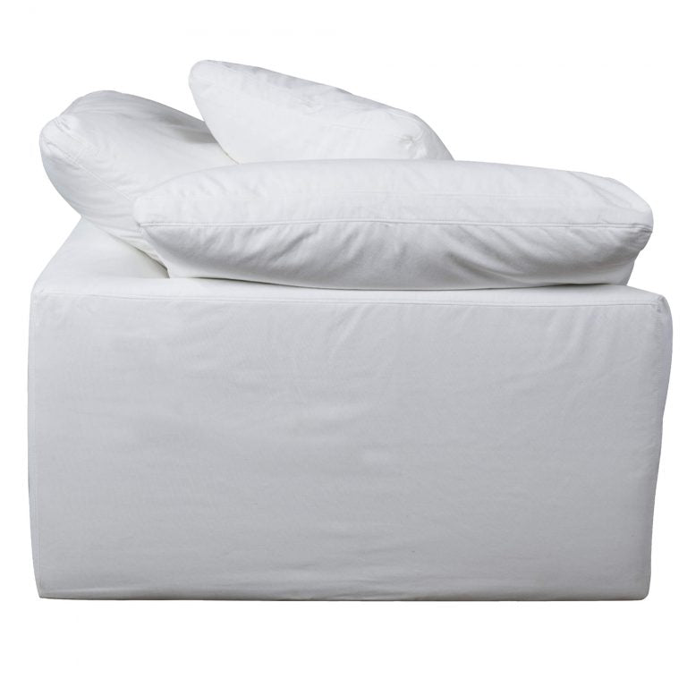 white corner piece slipcover sofa module - rear right view