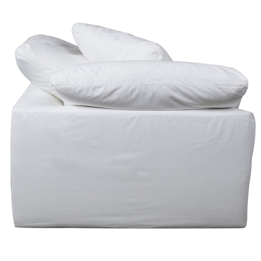 white corner piece slipcover sofa module - rear right view
