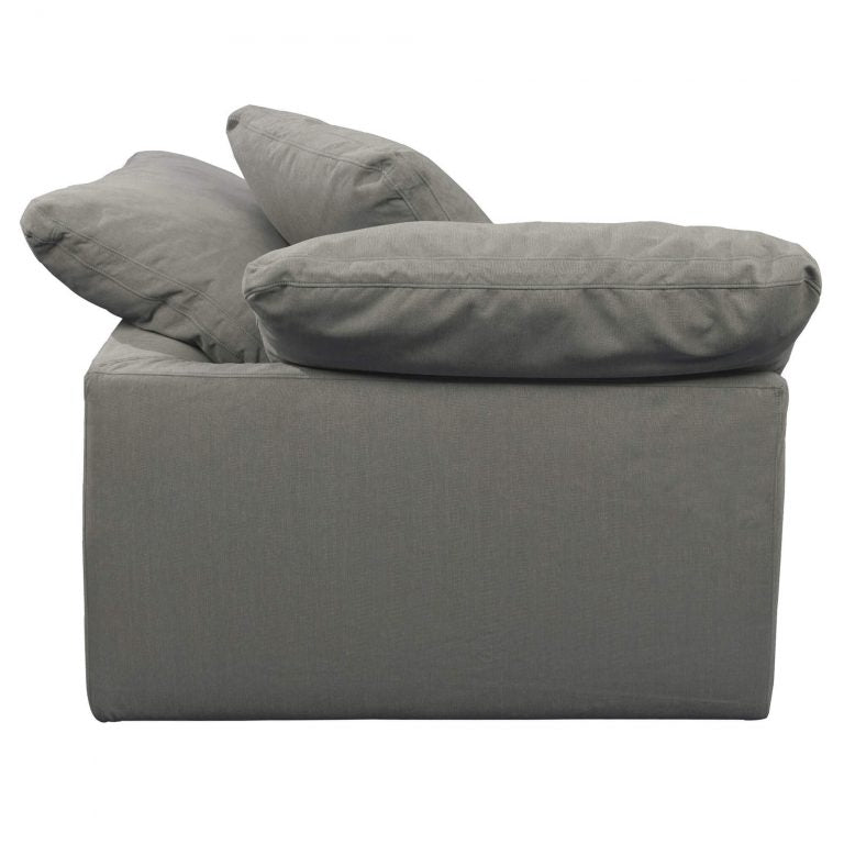 gray corner piece slipcover sofa module - rear right view
