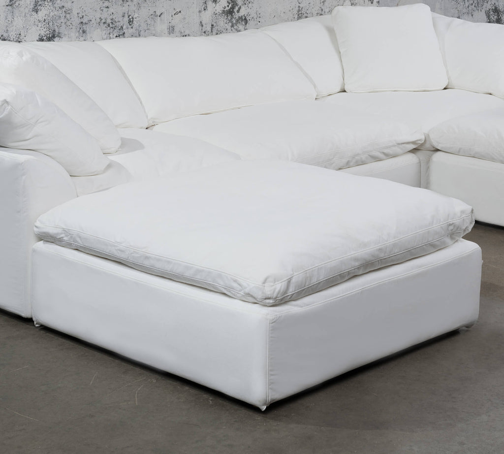 white 5 piece nirvana cloud sectional sofa set showing ottoman - example layout