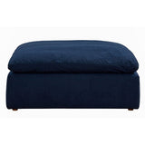 navy blue ottoman slipcover section - straight view