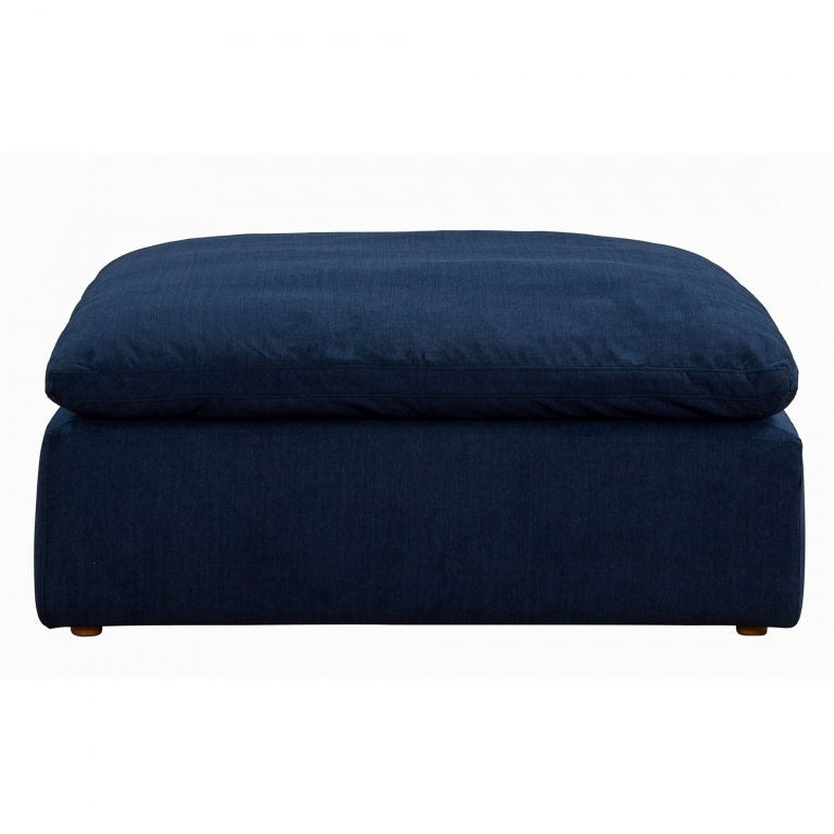 navy blue ottoman slipcover section - straight view