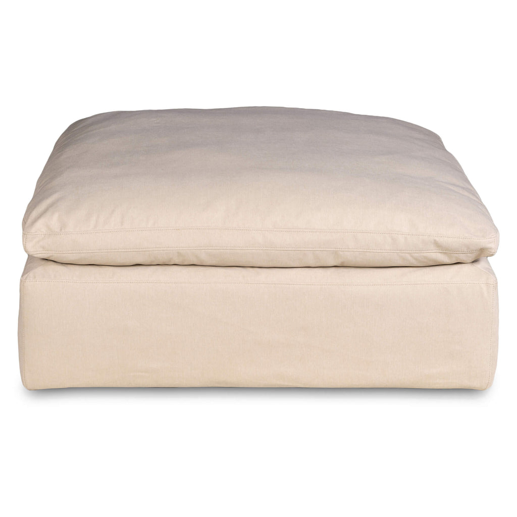 tan ottoman slipcover section - straight view