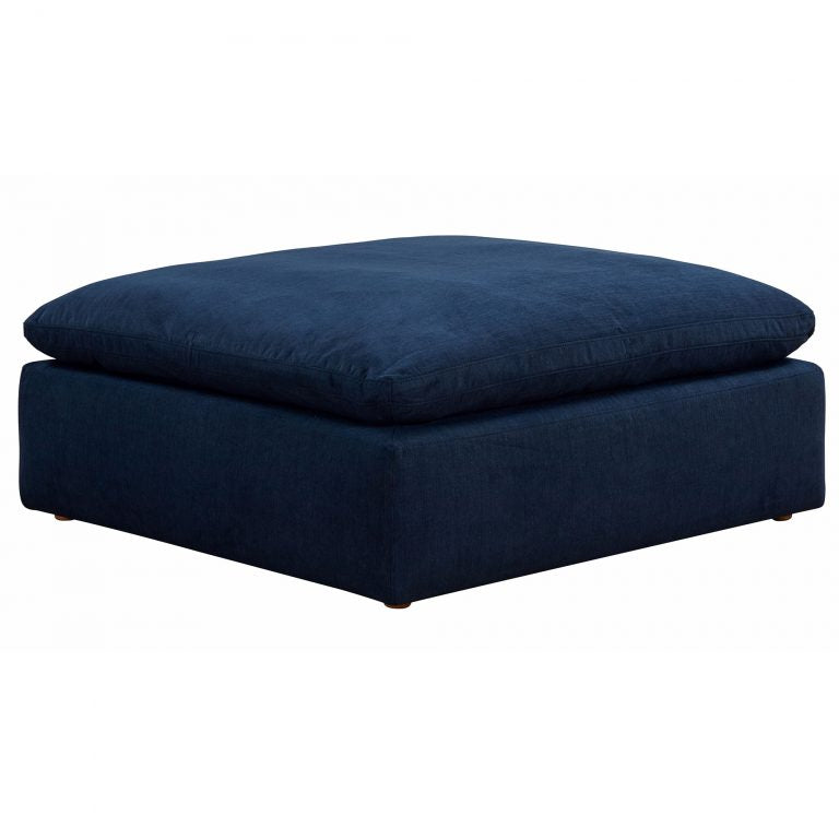navy blue ottoman slipcover section - corner view