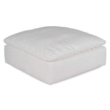 white ottoman slipcover section - corner view